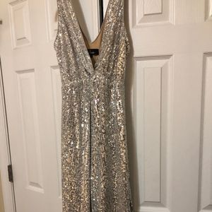 Glam Silver Sequin Jumpsuit